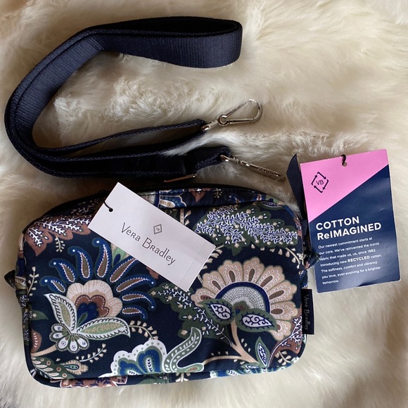 VERA BRADLEY RFID CONVERTIBLE POUCH CROSSBODY “ JAVA NAVY CAMO “ - Picture 1 of 4